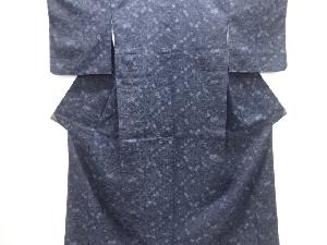 抽象草花模様織り出し手織り真綿小千谷紬着物